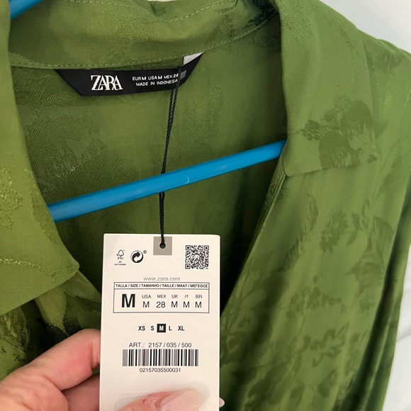 Zara Beautiful green faux wrap dress - Picture 6 of 7